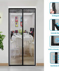 Full frame magnetic screen door 36x83 inches showing installation and features, compatible with Portable LED Desk Lamp With 3 Level Brightness.