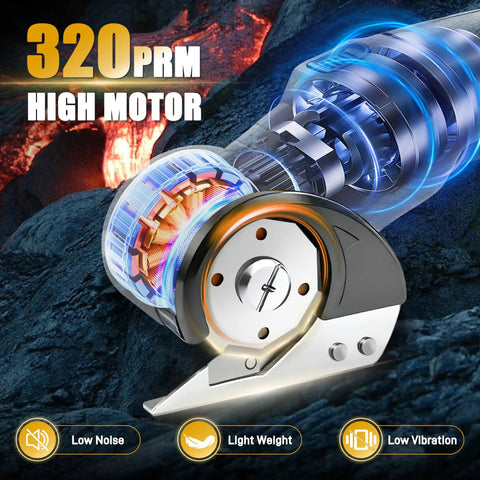 Mulctun Cordless Electric Box Cutter With 4 Tungsten Steel Blades, Led Light And Safety Lock for precision cutting with high motor.