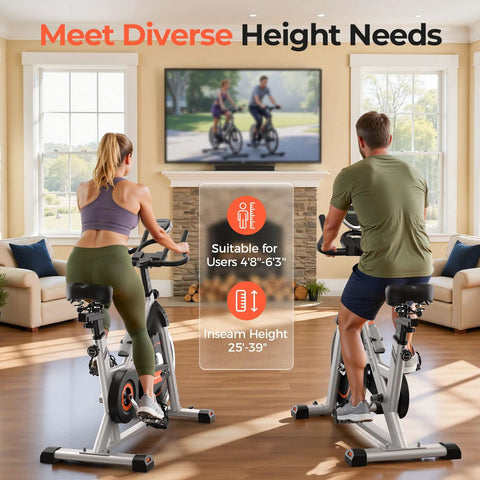 Two YOSUDA exercise bikes, magnetic indoor cycling, grey frames for home use