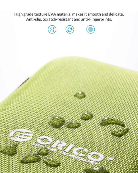 Close-up of tough 2.5 inch hard drive case texture highlighting waterproof EVA material for external SSD storage.