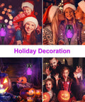 Festive scenes with families celebrating holidays, featuring 12 Pack Solar Torch Lights With Lit Flickering Flame For Garden Patio And Yard Decor Waterproof Outdoor Lighting Landscape LED Flame Torches For Outside Pathway.