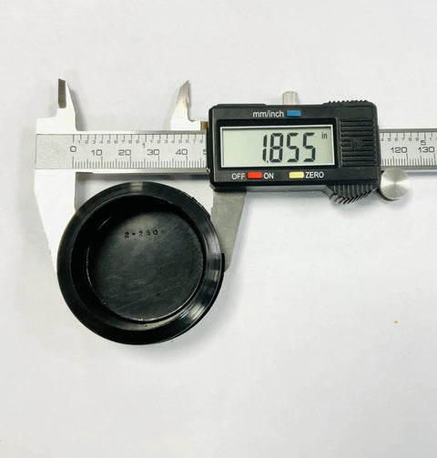 Pack Of Four Two And A Quarter Inch Round Plugs Black Plastic End Caps For Office And Patio Furniture Finishing Caps And Fitness Equipment End Caps By SBD Fits Tube Hole Size One Point Nine Nine To Two Point Zero Eight Inches ID shown with caliper measurement