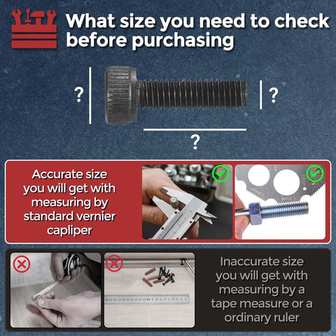 Pro Grade 100 Piece M3 Socket Head Cap Screws Set With 12 16 20 25 30mm Lengths Alloy Steel Black Oxide 12.9 Internal Hex Fully Threaded Bolts for 3D Printers and DIY Projects shown with size measurement tips