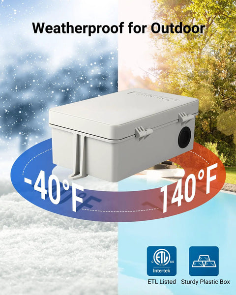 Digital Pool Pump Timer With No Sweat Weekly Scheduling And Five Versatile Modes Rock Solid 40 Amp Protection For Heavy Duty 2HP Equipment Quick Install Durable Weather Proof Housing in sturdy weatherproof plastic design.