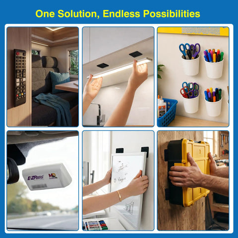 Heavy Duty Hook And Loop Adhesive Squares, 8 Pack, 1.97 X 1.57 Inches, used to mount remote, light, organizers, and more
