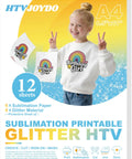 All In One Glitter Sublimation Vinyl And Printable Paper Pack For Easy Iron On Projects On Light And Dark Fabrics 12 Sheets