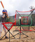6x6ft Portable Baseball And Softball Net With Sturdy Bow Frame, Hitting, Pitching And Throwing Practice, Includes Batting Tee