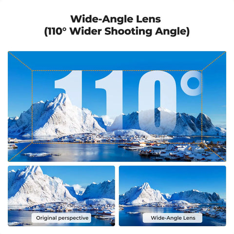 Wide Angle Lens For DJI Mavic 4 Pro Drone, 108 Degree Field Of View, Expands Landscape And Sky Shots, comparison of perspectives.