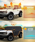 Ford Bronco 2 Door Cab Cover 420D Oxford Fabric Waterproof All Weather Sun Rain UV Dust Protection comparison before after