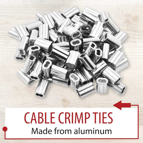 Aluminum Cable Crimp Sleeves with Double Barrel Ferrules M12 Crimping Loops for Wire Rope Ends 10 Pack