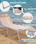 Face-Down Sun Lounger With Canopy And Face Hole, 5-Position Adjustable Tanning Chair With Padded Pillow and Attachments at Beach
