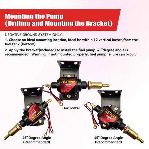 Installation of Gasoline Electric Inline Fuel Pump 12V Universal Five Sixteenth Inch Inlet Outlet Low Pressure 2 To 3.5 PSI 28 GPH