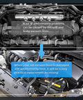 Old and new car engine compartments demonstrating vacuum hose replacement, highlighting performance issues due to worn hoses.