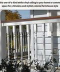 Top Shelf White Vinyl Deck Railing Balusters Colonial Style Outdoor Porch Fence Spindles by house, emphasizing classic design.