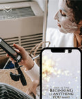 Slick Little Webcam Cover Slide For Laptops And Macbooks Featuring Adorable Cat Vibes on a phone with user holding it while relaxing.