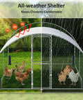Large Metal Chicken Coop And Walk In Chicken Run With Feeding Door Security Lock And Cover For Outdoor Backyard Farm.