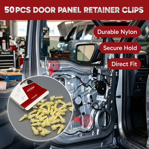 Heavy Duty Door Panel Retainer Clip Grommets For GM Truck showing durable nylon clips for secure fitment in vehicle door interior.