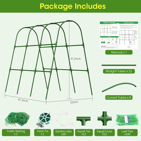 U Shaped Garden Trellis package with stainless core and plastic coating, metal arch trellis for climbing plants and cucumbers