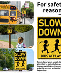 Slow Down Kids At Play Road Sign For Neighborhoods, Aluminum Weatherproof Safety Plaque, 12 by 8 inches, various installations