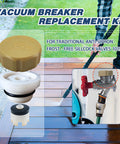 Go To Outdoor Faucet Repair Kit With ABS Plastic Anti Siphon Valve ASSE 1019 Vacuum Breaker shown with garden hose.