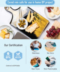 Cheese platter coated with 2 Gallon Crystal Clear Epoxy Resin Kit Pro Grade All In One Studio Set With High Gloss Finish Bubbles Free