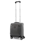 Underseat Spinner Tote With USB Port For Easy Travel 16 Inch Carry On Luggage in Vintage Grey, front angle view