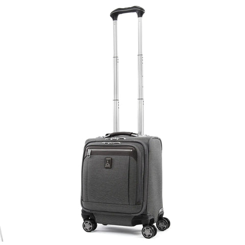 Underseat Spinner Tote With USB Port For Easy Travel 16 Inch Carry On Luggage in Vintage Grey, front angle view