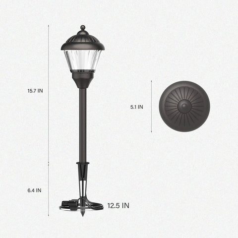 Pathway Lights 8 Pack Outdoor Low Voltage Landscape Kit With 1.5W LEDs 100 Lumen Warm White 3000K Bronze Metal Finish diagram