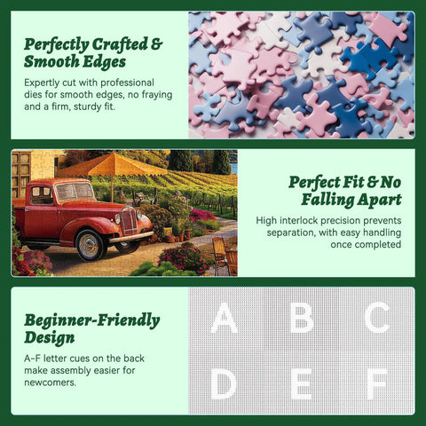 Chill 500 Piece Jigsaw Puzzle For Adults Featuring Scenic Vineyard With Hot Air Balloons And A Red Truck Perfect For Unwind Sessions Family Or Teen Puzzle Nights Recycled Cardboard 20.5 By 15 Inches with puzzle pieces and red truck