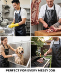 Two Pack Waterproof Rubber Aprons For Kitchen Pros And DIYers Heavy Duty Vinyl Butcher Aprons Chemical Resistant 39 Inch Length in use