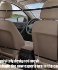 Rugged Dog Barrier Net Built Explicitly For Tesla Cybertruck Vehicles, mesh divider installed between front and back seats.