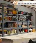 Beefy 5-Tier Heavy Duty Garage Storage Shelving Unit With Extra Wide 46 In W By 20 In D By 72 In H Boltless Steel Rack Holds Up To 3000 Lbs Total Perfect For Garage Workshop Basement Or Warehouse Organization. split into two benches in garage