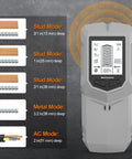 Stud Detectorstud Finder Depth Recognition LCD Display Audio Alarm Detector showing modes and depths on LCD screen.