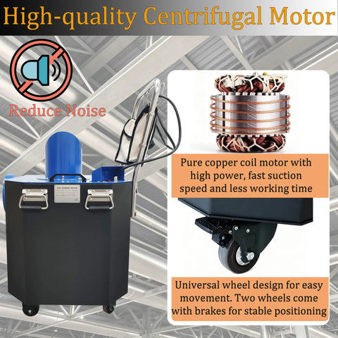 No Sweat Heavy Duty Movable Dust Collector For Central Air Conditioning Duct Cleaning with pure copper motor and universal wheels.
