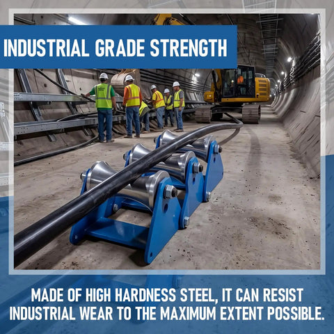 Boss Level Heavy Duty Cable Pulling Sheave With Multi Size Grip Pulley Ensures Smooth Wire Feeding Every Time For Confined Trenches And High Voltage Tunnel Routing Tasks On Site, showing steel sheave in tunnel.