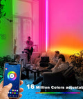 32.8 Ft Smart RGB LED Strip Lights For Bedroom With App Control And Remote, color-changing effect in living room scene.