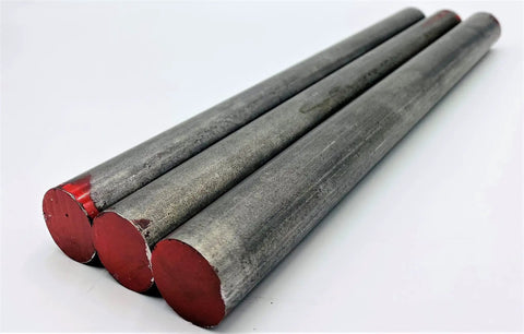 1 Inch Diameter Cold Rolled Round Steel Bar Pack Of 3 For Welding, Machining, Drilling And Fab Work Low Carbon 1018 Grade Steel For Bends, Forming, Gears, Pins And Precision Parts., three steel bars shown end-on