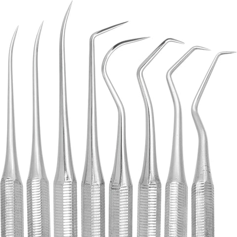 Close-up of 4 Piece Stainless Steel Wax And Clay Sculpting Tools Set With Knurled Grips for wet hands and precision use.
