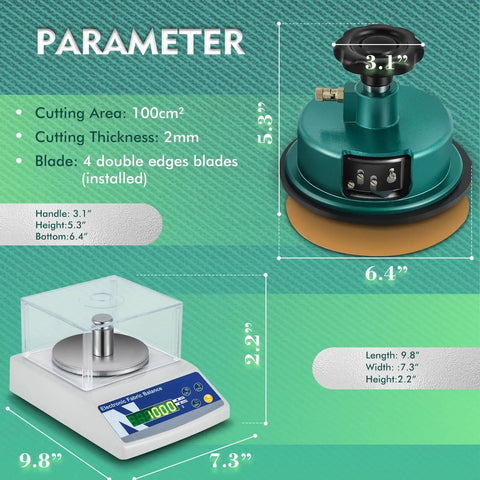 Digital Fabric GSM Scale 1000g With 3 Textile Units G, G/m², Oz/Yd², 110V Pro-Grade Weight Balance with Disc Sampler Cutter.