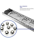 Close-up of 10 Pairs 18 Inch Full Extension Ball Bearing Side Mount Drawer Slides showing steel ball bearings for smooth operation.