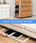 Lightweight 2 Step Folding Ladder For Adults With Anti Slip Pedal And Handrails Portable Steel Step Stool Easy Storage