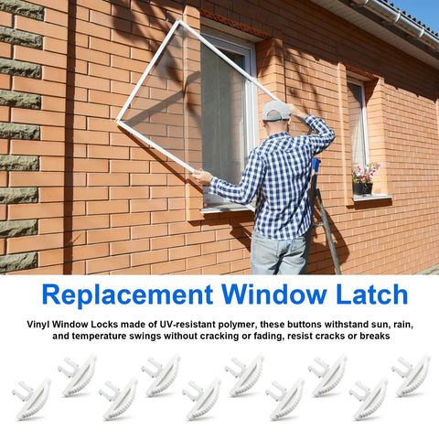 Man installing window with Replacement Window Latches For Vinyl RV Windows Button Style, UV Resistant, easy snap-on fit.