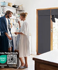 Blackout Door Curtain Panel For Front Door And Small Windows, Thermal Insulated Privacy And Light Blocking in dark grey on door.