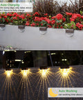 6 Pack Outdoor LED Step Lights With Dual Mode Warm White And Color Changing illuminating garden flowers and fence.
