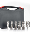 Lichamp M2 HSS annular cutter set, 6 pieces with storage case and pilot bit, diameters 1/2 to 1-1/16 inches