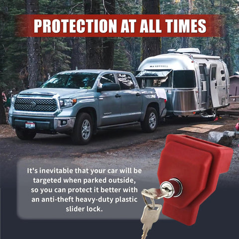 Plastic Glad Hand Lock For Trailer Security, 1 Pack With 2 Keys To Lock The Emergency Side Glad And Stop Trailer Theft Or Movement, Easy Install And Durable For Real Peace Of Mind with truck and trailer in background.