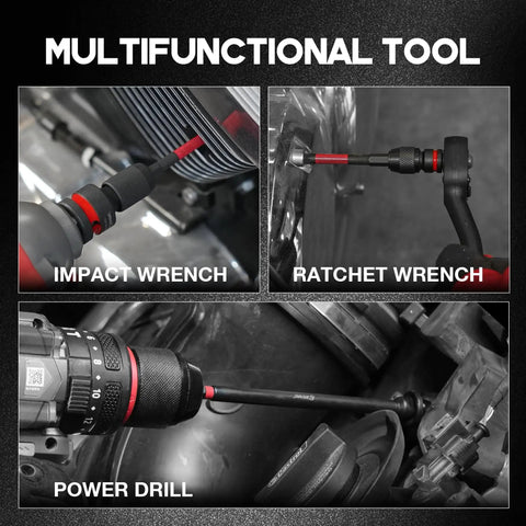 Heavy Duty Impact Socket Adapter Set With Universal Swivel Joints, CR-MO And CR-V Hardware in use with power tools