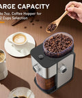 Ollygrin Flat Burr Coffee Grinder With Adjustable Grind Settings For Espresso French Press Capsule with large coffee hopper.