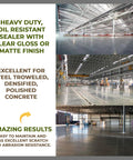 Professional Grade Concrete Sealer Heavy Duty Two Part Water Based Polyurethane Floor Coating with Smooth Matte Finish in warehouse.