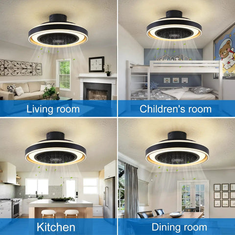 Low Profile Flush Mount Ceiling Fan With Remote And Lights 20 Inch Enclosed Ceiling Fan With 6 Speeds And 3 Light Color Temperatures